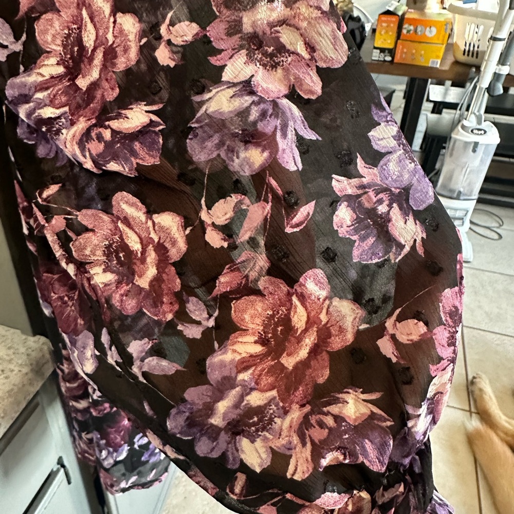 Floral Sheer Dress in Purple and Pink